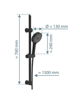 3tlg. Stangenbrause-Set ''Cordoba'' in Schwarz