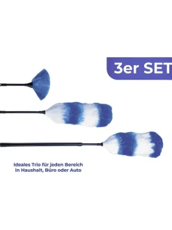3tlg. Staubwedel-Set in Blau