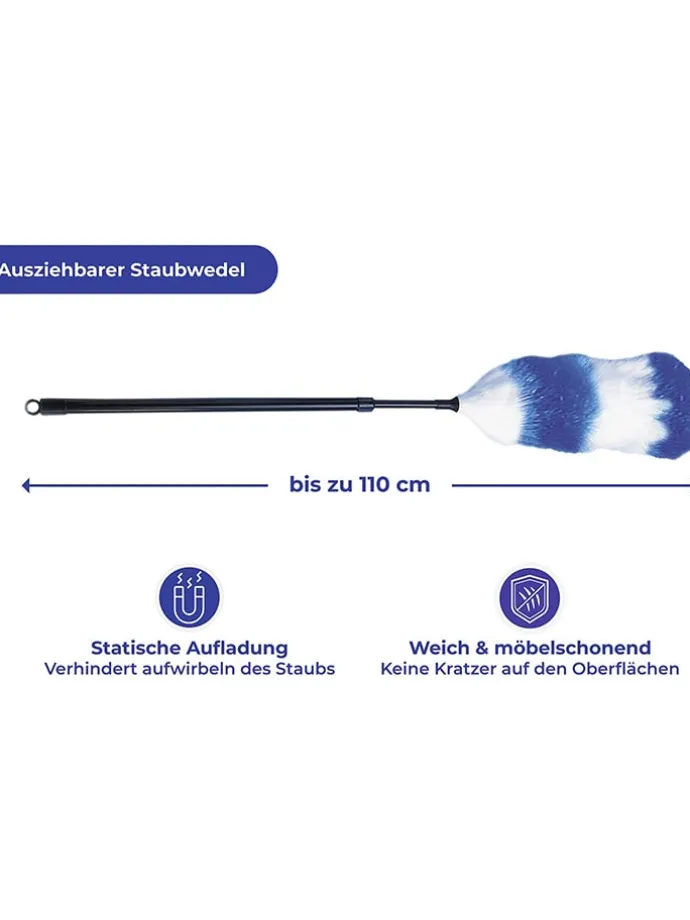 3tlg. Staubwedel-Set in Blau