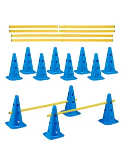 18-tlg. Steckhürden Set in Blau/ Gelb