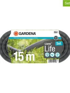 6tlg. Textilschlauch-Set "Liano" in Grau - (L)15 m