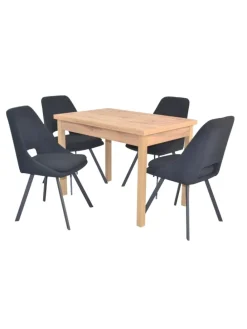 5tlg. Tischgruppe bestehend aus 4 Stühlen und 1 Esstisch in schwarz
