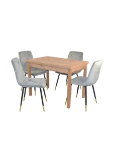 5tlg. Tischgruppe bestehend aus Esstisch und 4 Stühlen in grau