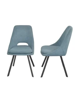 5tlg. Tischgruppe Esstisch mit Polsterstühlen in blau