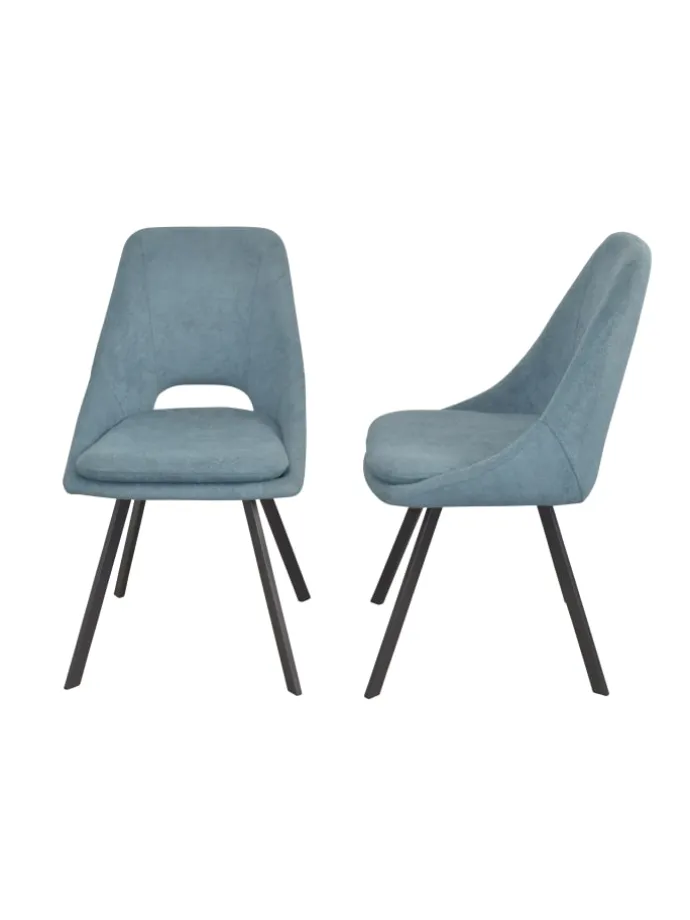 5tlg. Tischgruppe Esstisch mit Polsterstühlen in blau