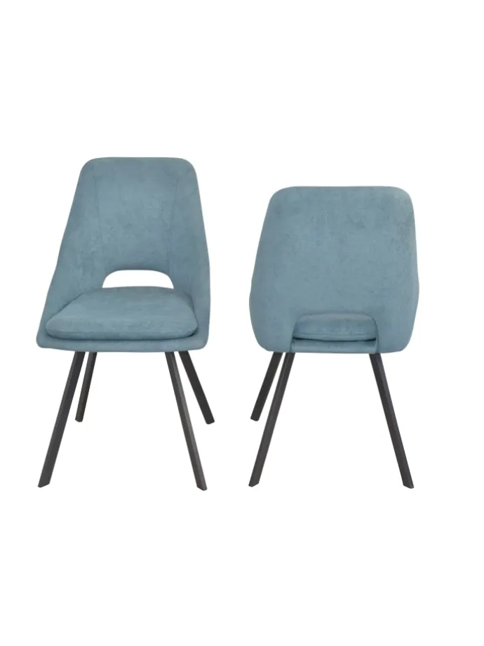 5tlg. Tischgruppe Esstisch mit Polsterstühlen in blau