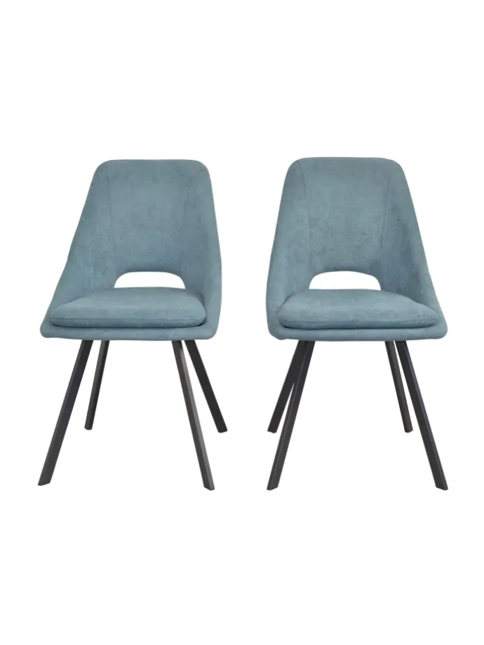 5tlg. Tischgruppe Esstisch mit Polsterstühlen in blau