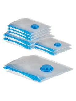 8-tlg. Vakuumbeutel-Set in Transparent/ Blau