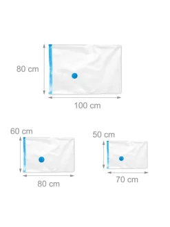 8-tlg. Vakuumbeutel-Set in Transparent/ Blau