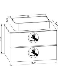 2-tlg. Waschplatz Waschtisch Lendas S Schublade in Weiß / Honig-Eiche