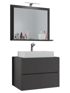 3-tlg. Waschplatz Waschtisch Lendas M Schublade in Anthrazit