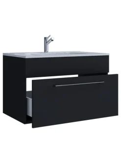 2-tlg. Waschplatz Waschtisch Badinos 1 Schublade in Schwarz