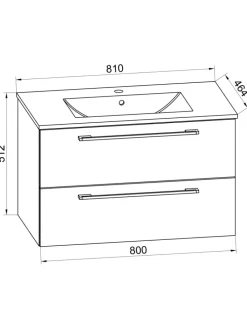 2-tlg. Waschplatz Waschtisch Badinos 2 Schublade in Honig-Eiche