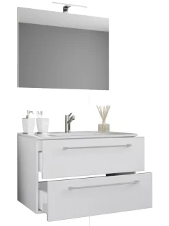 3-tlg. Waschplatz Waschtisch Badinos Schublade SP in Weiß