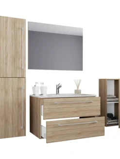 5-tlg. Waschplatz Waschtisch Badinos Schublade SP in Sonoma-Eiche