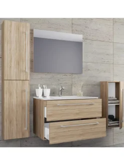 5-tlg. Waschplatz Waschtisch Badinos Schublade SP in Sonoma-Eiche