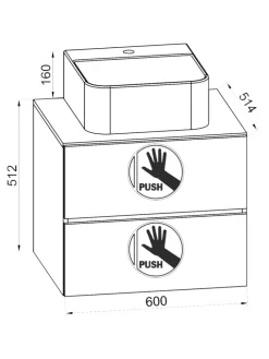 2-tlg. Waschplatz Waschtisch Lendas S Schublade in Anthrazit / Honig-Eiche