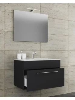 3-tlg. Waschplatz Waschtisch Badinos Schublade SP in Schwarz