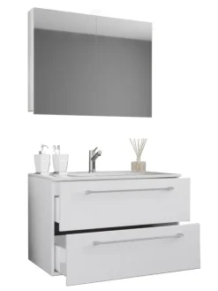 3-tlg. Waschplatz Waschtisch Badinos Schublade SC in Schwarz