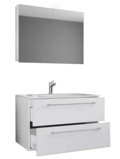 3-tlg. Waschplatz Waschtisch Badinos Schublade SC in Schwarz