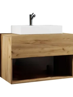 2-tlg. Waschtisch Waschplatz Badmöbel Lendas II in Honig-Eiche