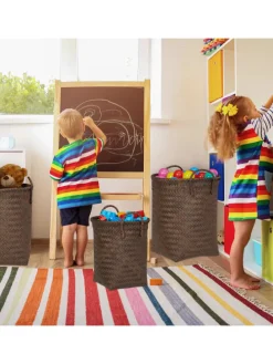 3tlg. Wäschekorb Set in Weiß/ Grau