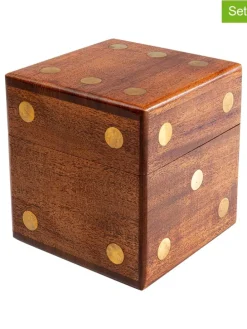 6tlg.Set: Dekobox mit Würfeln "Dice" in Hellbraun