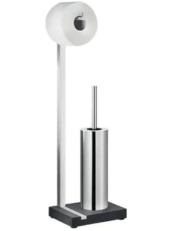 Toilettenbutler "Menoto" in Silber/ Schwarz - (H)65 cm