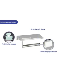 Toilettenpapierhalter in Silber - (B)18 x (H)7,5 x (T)9,5 cm