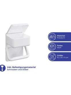 Toilettenpapierhalter in Weiß - (B)16 x (H)20 x (T)11 cm
