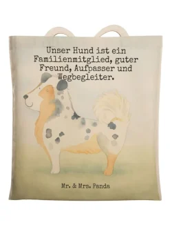 Tote Bag Hund Australien Shepherd Design mit Sp... in Weiß