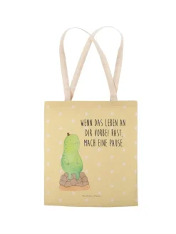 Tote Bag Schildkröte Pause mit Spruch in Gelb Pastell