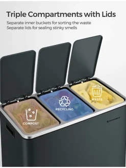 Treteimer in Dunkelgrau - 3x 18 l