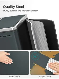 Treteimer in Dunkelgrau - 3x 18 l