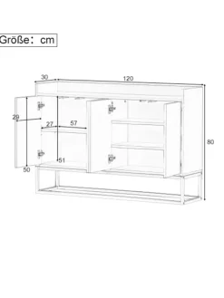 4-türiger griffloser Buffetschrank in Schwarz