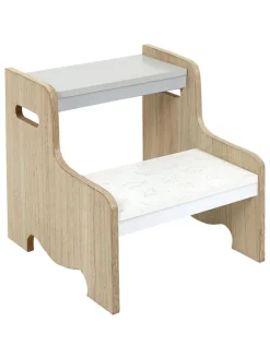 Tritthocker in Weiß/ Beige - (B)30 x (H)33 x (T)30 cm