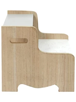 Tritthocker in Weiß/ Beige - (B)30 x (H)33 x (T)30 cm