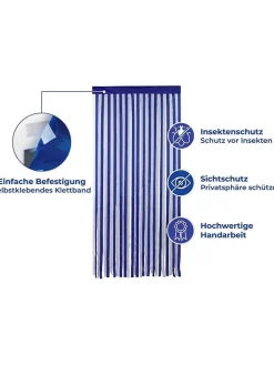 Türvorhang in Blau/ Weiß - (L)200 x (B)90 cm