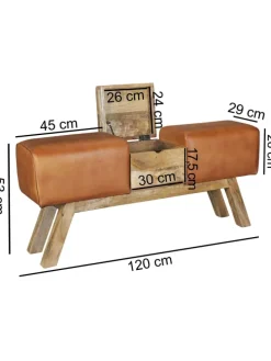 Turnbock | Echtleder, 120x29x53cm, Braun, Aufbewahrung