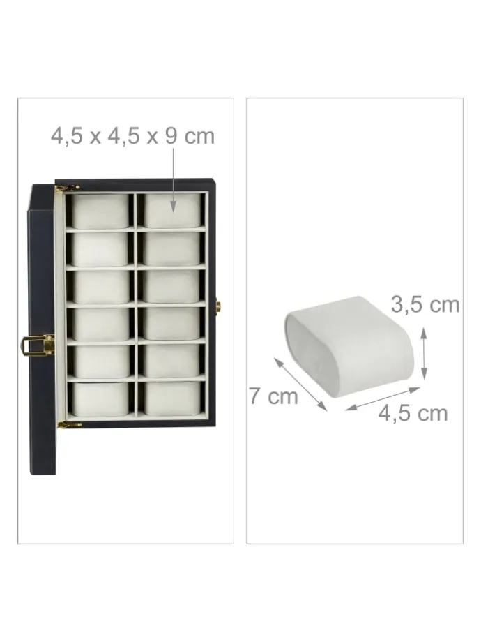 Uhrenbox in Schwarz (B)31 x (H)8 x (T)20 cm