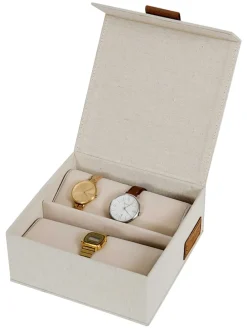Uhrenbox ''Premium'' in Creme - (B)16,5 x (H)7 x (T)16,5 cm