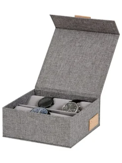 Uhrenbox ''Premium'' in Grau - (B)16,5 x (H)7 x (T)16,5 cm