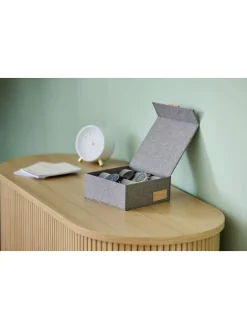 Uhrenbox ''Premium'' in Grau - (B)16,5 x (H)7 x (T)16,5 cm