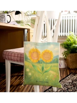 Umhängetasche Blume Sonnenblume Design ohne Spruch in Weiß