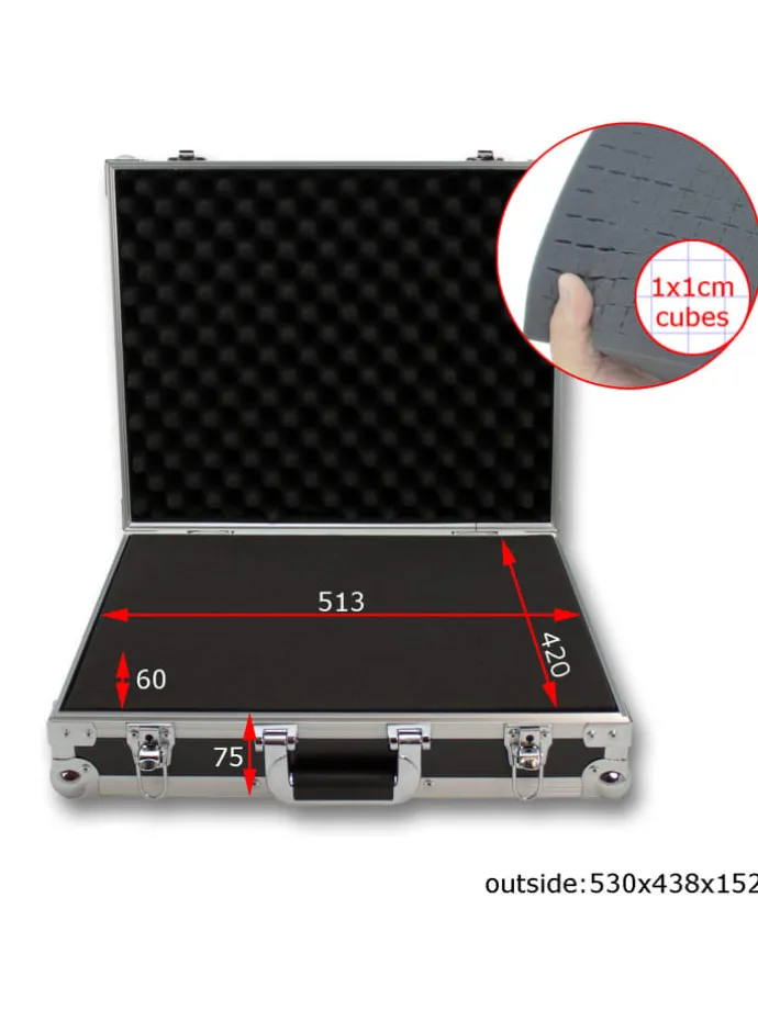 Universal Transportkoffer Schutzkoffer mit Schaumstoff in schwarz