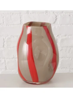 Vase "Larana" in Beige/ Rot - (H)23 cm