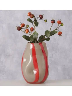 Vase "Larana" in Beige/ Rot - (H)23 cm