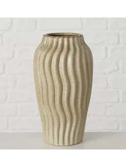 Vase ''Olas'' in Creme/ Braun - (H)17,5 x Ø 10 cm