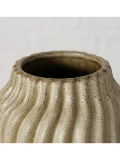 Vase ''Olas'' in Creme/ Braun - (H)17,5 x Ø 10 cm