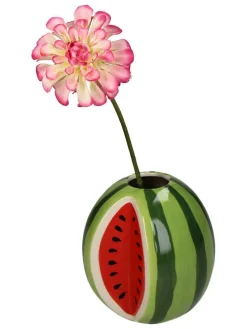 Vase ''Watermelon'' in Grün/ Rot - (B)11,4 x (H)10,7 x (T)12,1 cm